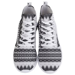 Boho Black And White  Men s Lightweight High Top Sneakers by SpinnyChairDesigns