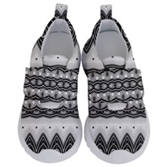 Boho Black And White  Kids  Velcro No Lace Shoes by SpinnyChairDesigns