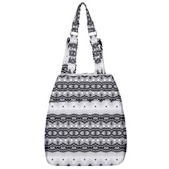 Boho Black And White  Center Zip Backpack by SpinnyChairDesigns