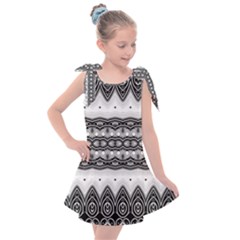 Boho Black And White  Kids  Tie Up Tunic Dress by SpinnyChairDesigns