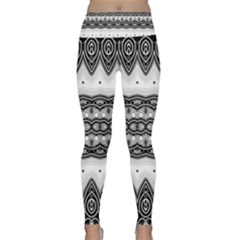 Boho Black And White  Lightweight Velour Classic Yoga Leggings by SpinnyChairDesigns