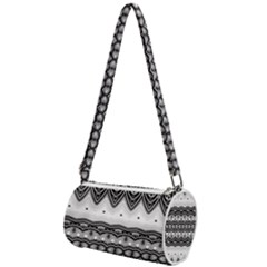 Boho Black And White  Mini Cylinder Bag by SpinnyChairDesigns