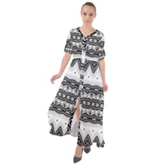 Boho Black And White  Waist Tie Boho Maxi Dress by SpinnyChairDesigns