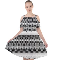 Boho Black And White  Cut Out Shoulders Chiffon Dress