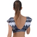 Boho Black And White  Plunge Frill Sleeve Bikini Top View2