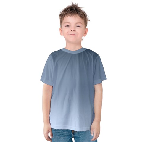 Faded Denim Blue Ombre Gradient Kids  Cotton Tee by SpinnyChairDesigns