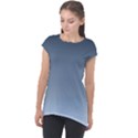 Faded Denim Blue Ombre Gradient Cap Sleeve High Low Top View1