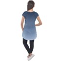 Faded Denim Blue Ombre Gradient Cap Sleeve High Low Top View2