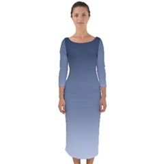 Faded Denim Blue Ombre Gradient Quarter Sleeve Midi Bodycon Dress by SpinnyChairDesigns