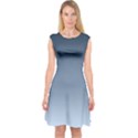 Faded Denim Blue Ombre Gradient Capsleeve Midi Dress View1