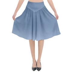 Faded Denim Blue Ombre Gradient Flared Midi Skirt by SpinnyChairDesigns