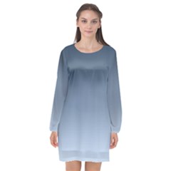 Faded Denim Blue Ombre Gradient Long Sleeve Chiffon Shift Dress  by SpinnyChairDesigns