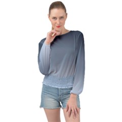 Faded Denim Blue Ombre Gradient Banded Bottom Chiffon Top by SpinnyChairDesigns