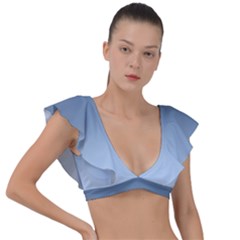 Faded Denim Blue Ombre Gradient Plunge Frill Sleeve Bikini Top by SpinnyChairDesigns