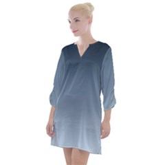 Faded Denim Blue Ombre Gradient Open Neck Shift Dress by SpinnyChairDesigns