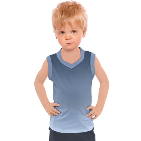 Faded Denim Blue Ombre Gradient Kids  Sport Tank Top by SpinnyChairDesigns