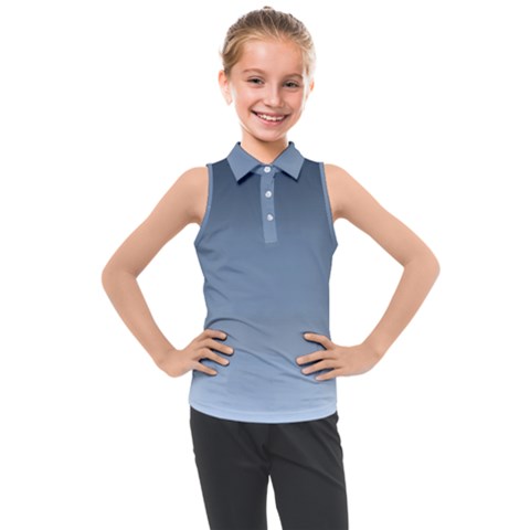 Faded Denim Blue Ombre Gradient Kids  Sleeveless Polo Tee by SpinnyChairDesigns