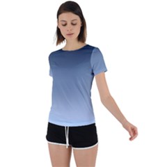 Faded Denim Blue Ombre Gradient Back Circle Cutout Sports Tee by SpinnyChairDesigns