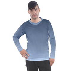 Faded Denim Blue Ombre Gradient Men s Pique Long Sleeve Tee