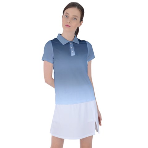 Faded Denim Blue Ombre Gradient Women s Polo Tee by SpinnyChairDesigns