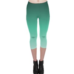 Biscay Green Gradient Ombre Capri Leggings  by SpinnyChairDesigns