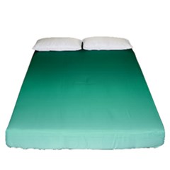 Biscay Green Gradient Ombre Fitted Sheet (queen Size) by SpinnyChairDesigns