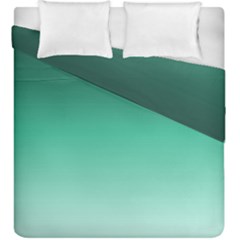 Biscay Green Gradient Ombre Duvet Cover Double Side (king Size) by SpinnyChairDesigns