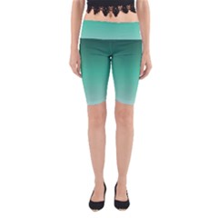 Biscay Green Gradient Ombre Yoga Cropped Leggings by SpinnyChairDesigns