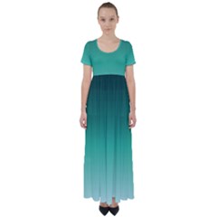 Biscay Green Gradient Ombre High Waist Short Sleeve Maxi Dress by SpinnyChairDesigns