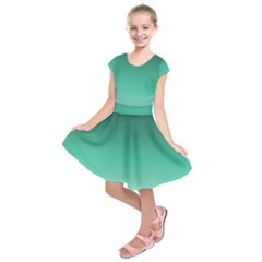 Biscay Green Gradient Ombre Kids  Short Sleeve Dress by SpinnyChairDesigns