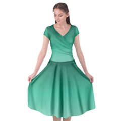 Biscay Green Gradient Ombre Cap Sleeve Wrap Front Dress