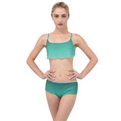 Biscay Green Gradient Ombre Layered Top Bikini Set by SpinnyChairDesigns