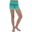 Biscay Green Gradient Ombre Kids  Lightweight Velour Yoga Shorts View1