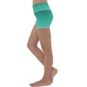 Biscay Green Gradient Ombre Kids  Lightweight Velour Yoga Shorts View2