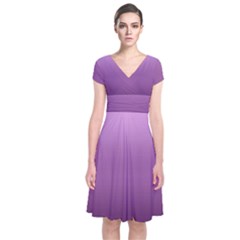 Purple Gradient Ombre Short Sleeve Front Wrap Dress by SpinnyChairDesigns