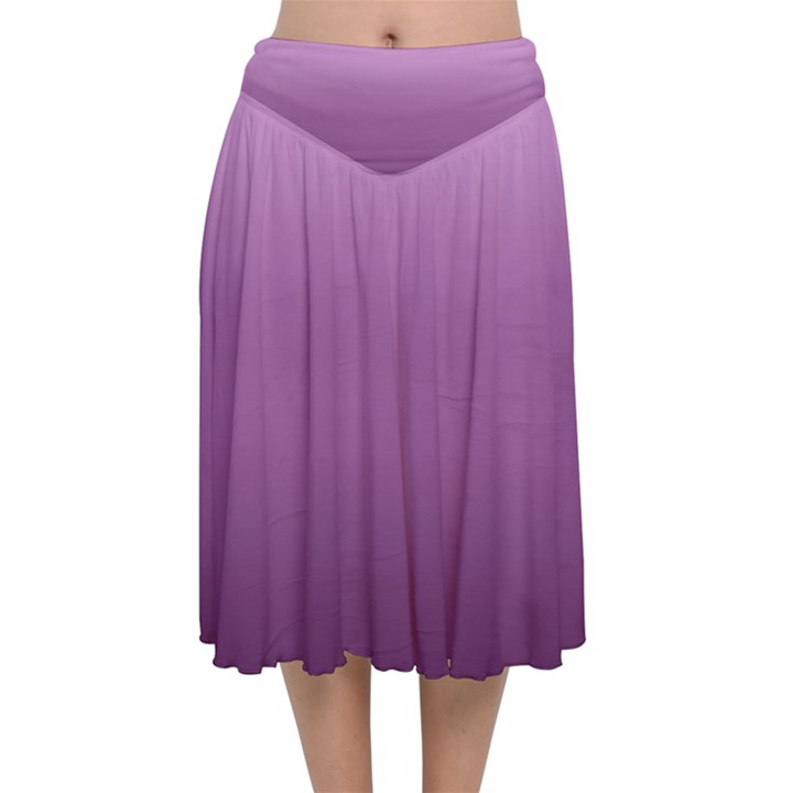 Purple Gradient Ombre Velvet Flared Midi Skirt