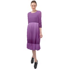 Purple Gradient Ombre Ruffle End Midi Chiffon Dress by SpinnyChairDesigns