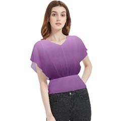 Purple Gradient Ombre Butterfly Chiffon Blouse