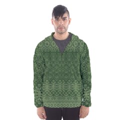 Boho Fern Green Pattern Men s Hooded Windbreaker by SpinnyChairDesigns