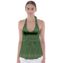 Boho Fern Green Pattern Babydoll Tankini Top by SpinnyChairDesigns