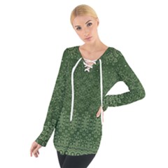 Boho Fern Green Pattern Tie Up Tee by SpinnyChairDesigns