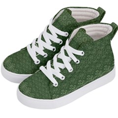 Boho Fern Green Pattern Kids  Hi-top Skate Sneakers by SpinnyChairDesigns