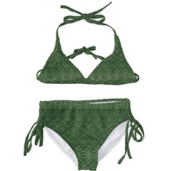 Boho Fern Green Pattern Kids  Classic Bikini Set by SpinnyChairDesigns