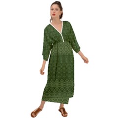 Boho Fern Green Pattern Grecian Style  Maxi Dress by SpinnyChairDesigns