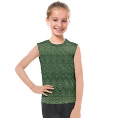 Boho Fern Green Pattern Kids  Mesh Tank Top by SpinnyChairDesigns