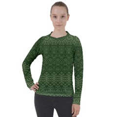 Boho Fern Green Pattern Women s Pique Long Sleeve Tee