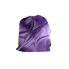 Purple Abstract Art Drawstring Pouch (medium) by SpinnyChairDesigns