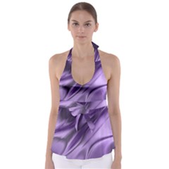 Purple Abstract Art Babydoll Tankini Top by SpinnyChairDesigns