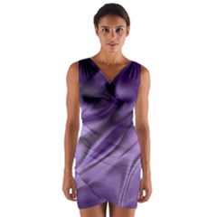 Purple Abstract Art Wrap Front Bodycon Dress by SpinnyChairDesigns