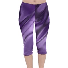 Purple Abstract Art Velvet Capri Leggings  by SpinnyChairDesigns